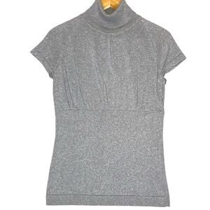 Nine West Silver Sweater Womens S‎ Y2K Glam Casual Holiday Party Evening Office